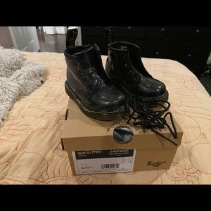 Doc martens toddler black glitter boots size 5